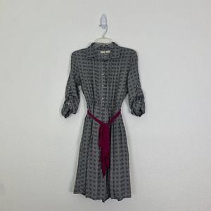 ISABELLA SINCLAIR Womens Shirt Dress SZ M Pleated Black Belted Gingham